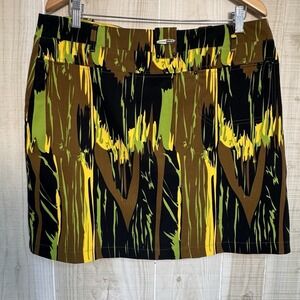 Jamie Sadock Women's Golf Skirt Abstract Print Green Brown Yellow Athleisure 14‎